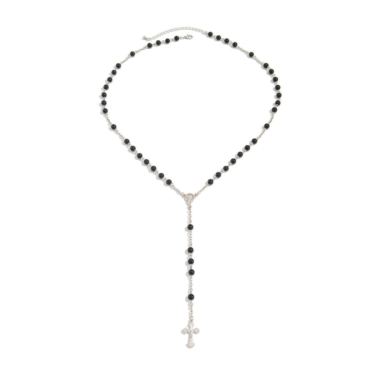 Red Glass Bead Cross Y-Necklace
