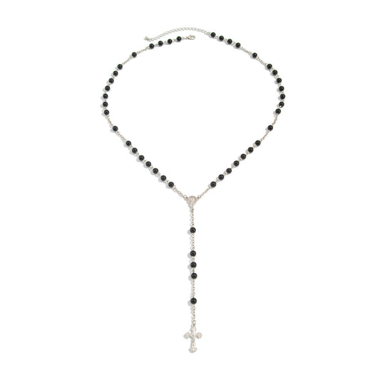 Red Glass Bead Cross Y-Necklace