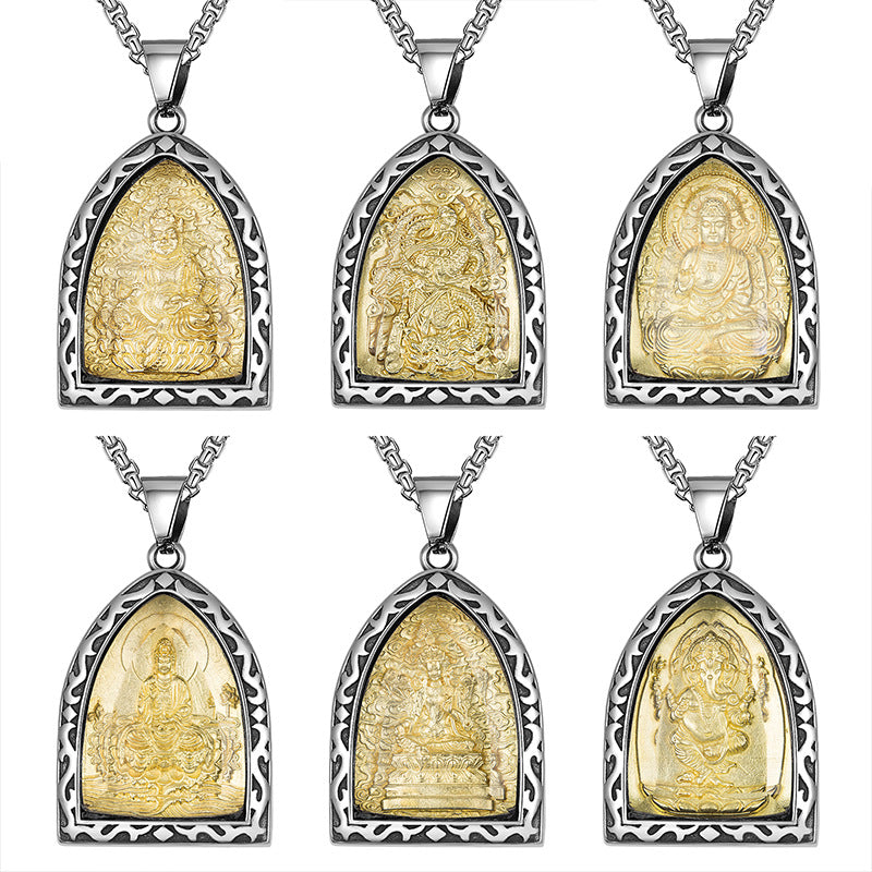 Steel Necklace – Elegant Guardian Amulet Pendant