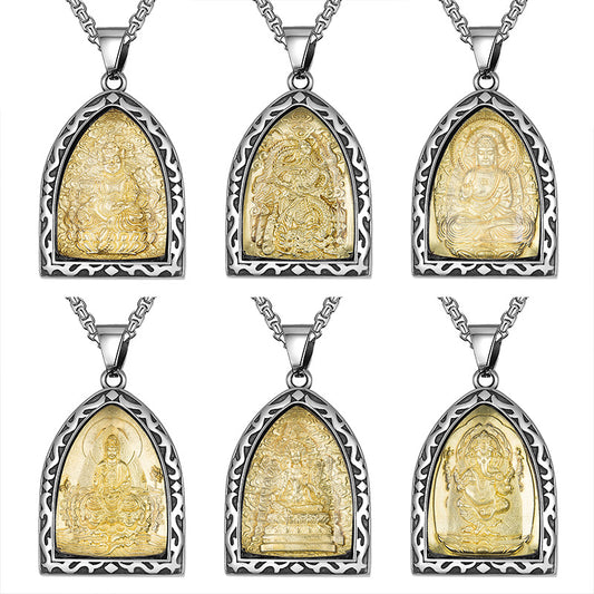 Steel Necklace – Elegant Guardian Amulet Pendant