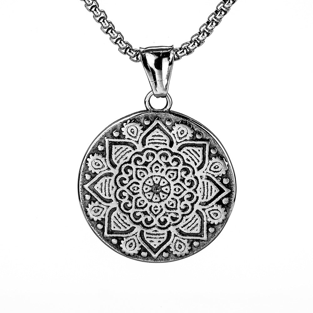 Retro Stainless Steel Men's Universal Pendant Guanyin Necklace