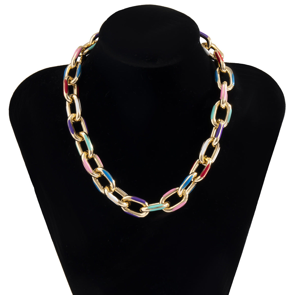 Planderful Vienna Verve Color Cross Chain Necklace For Women Creative Geometric Statement Jewelry