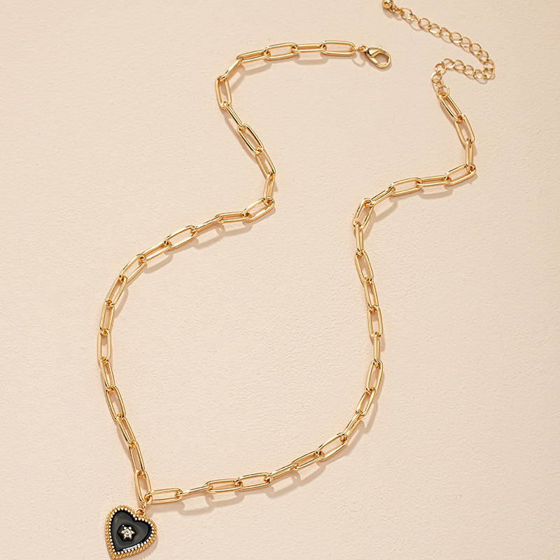 French Glazed Love Vintage Sweater Chain Necklace - Vienna Verve Collection