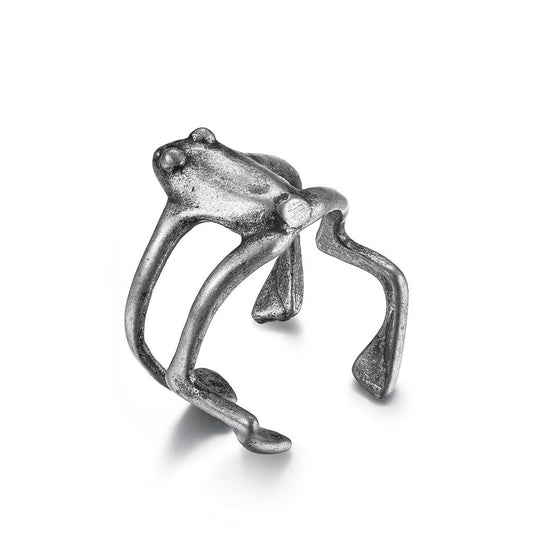 Stainless Steel Little Frog Ring – Adjustable Opening – Little Toad
