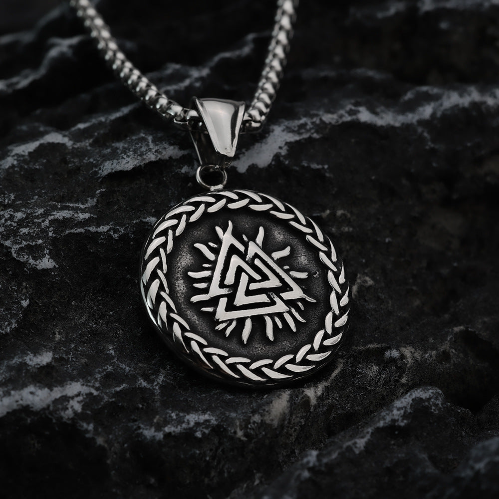 Nordic Retro Stainless Steel Personalized Viking Odin Necklace
