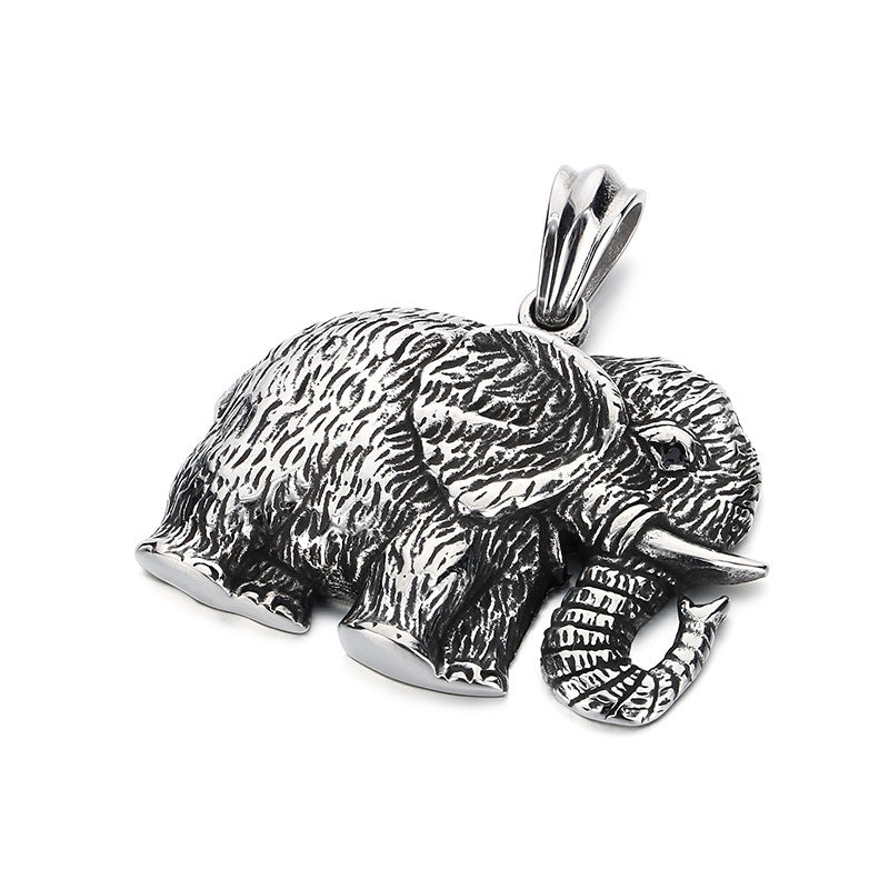 Retro Zircon Mascot Pendant, Classic Elephant Pendant Men Necklace