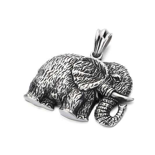 Retro Zircon Mascot Pendant, Classic Elephant Pendant Men Necklace