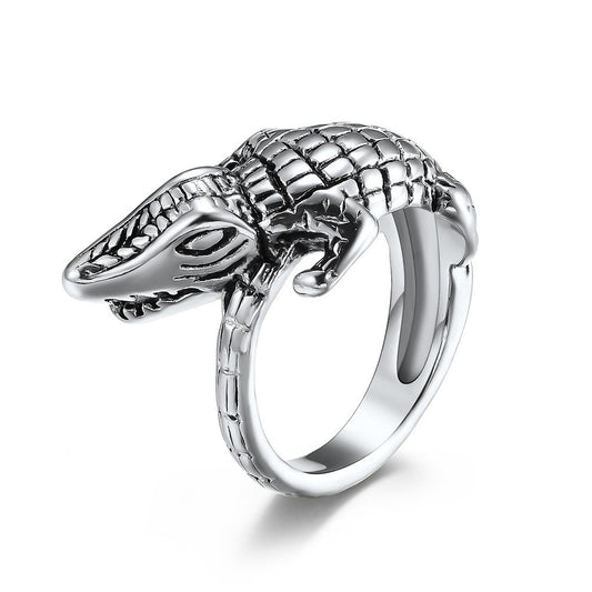 Cross-Border Amazon Jewelry Supply Retro Stainless Steel Men's Crocodile Ring