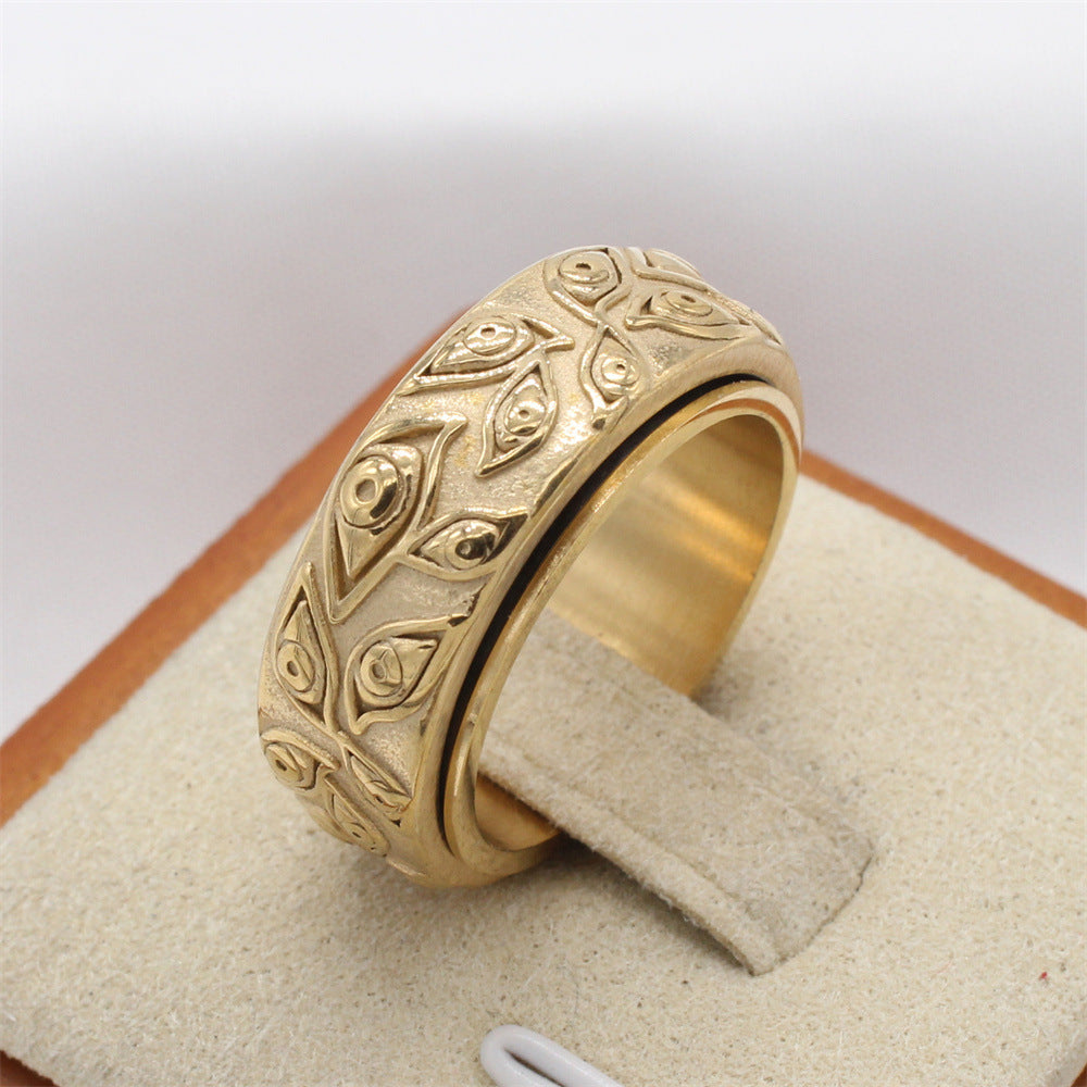 Everyday Genie Titanium Pharaoh Ring with Omniscient Man Design
