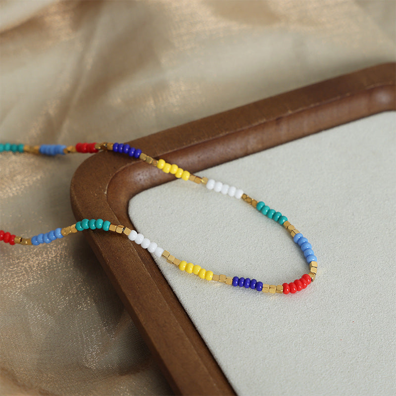 Sugar Titanium Handmade Beaded Necklace with Colorful Beads