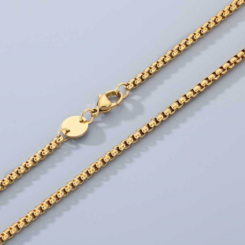 Commuter Versatile Stainless Steel Square Pearl Necklace Plain Chain Men's And Women's'S Factory