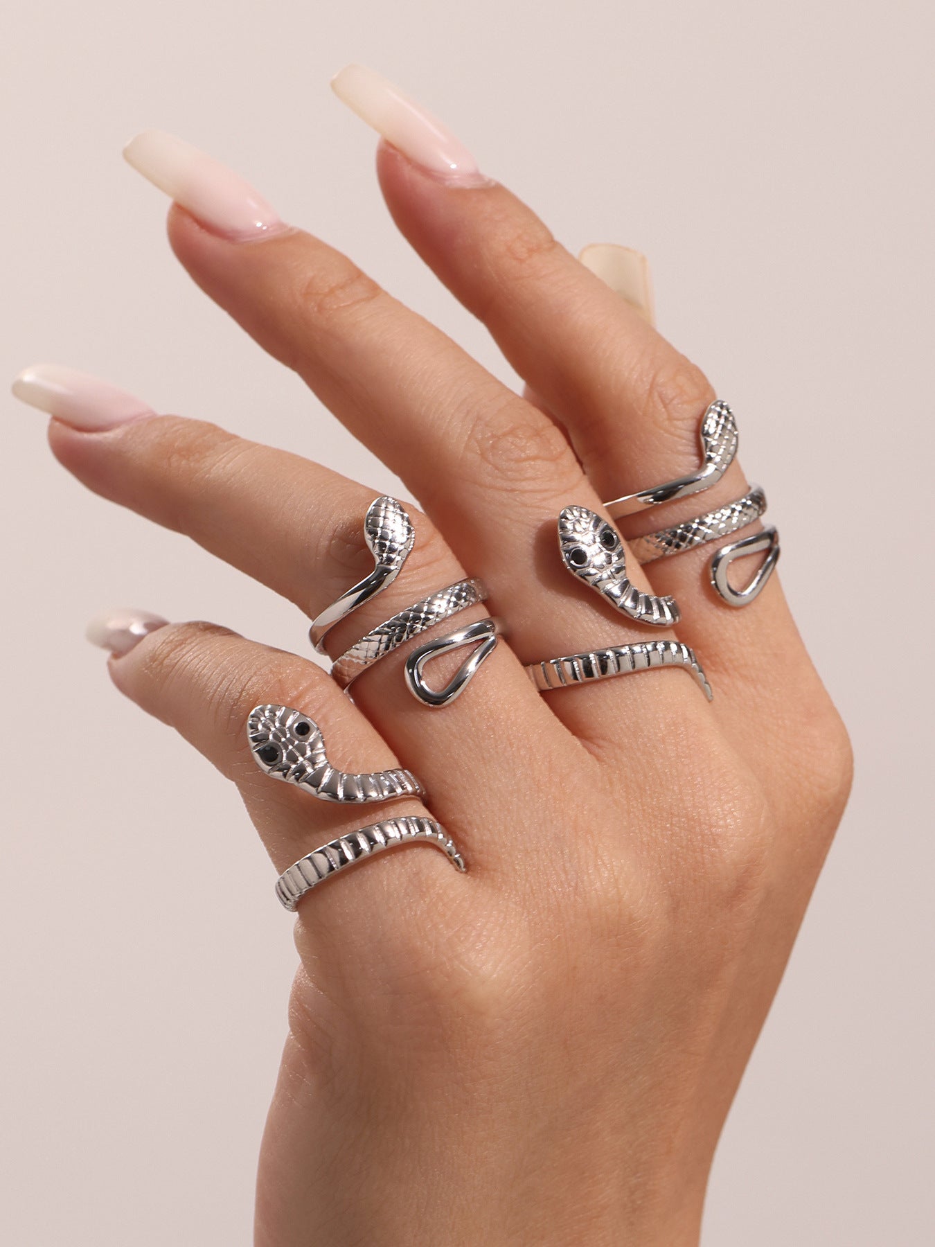 Planderful Snake Ring Stainless Steel Open Ring For Men