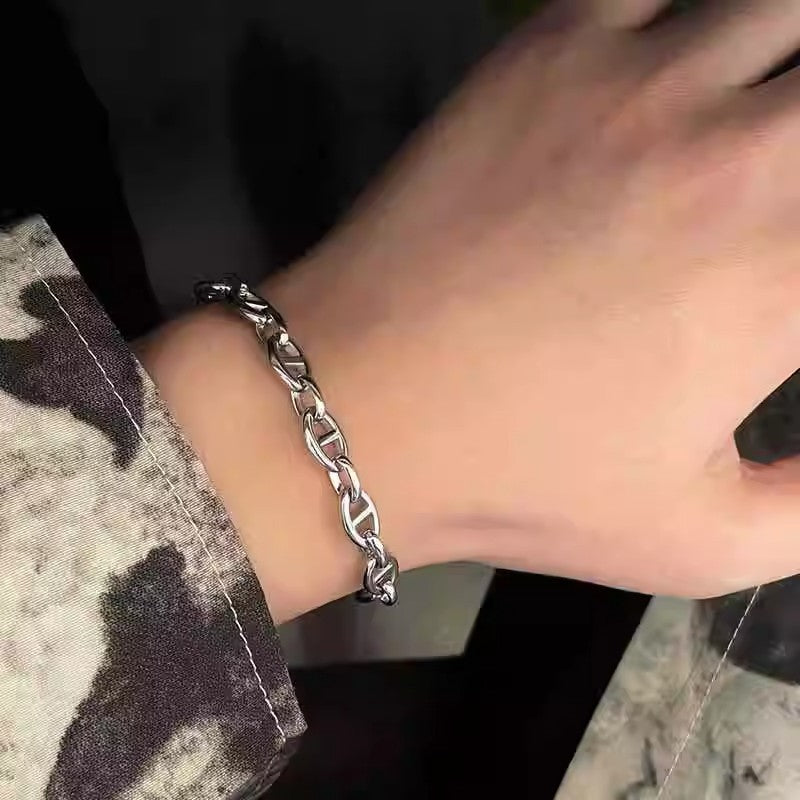 Planderful Jewelry Stainless Steel Mens Bracelet Cuban Link Buckle Design For Everyday Luxury