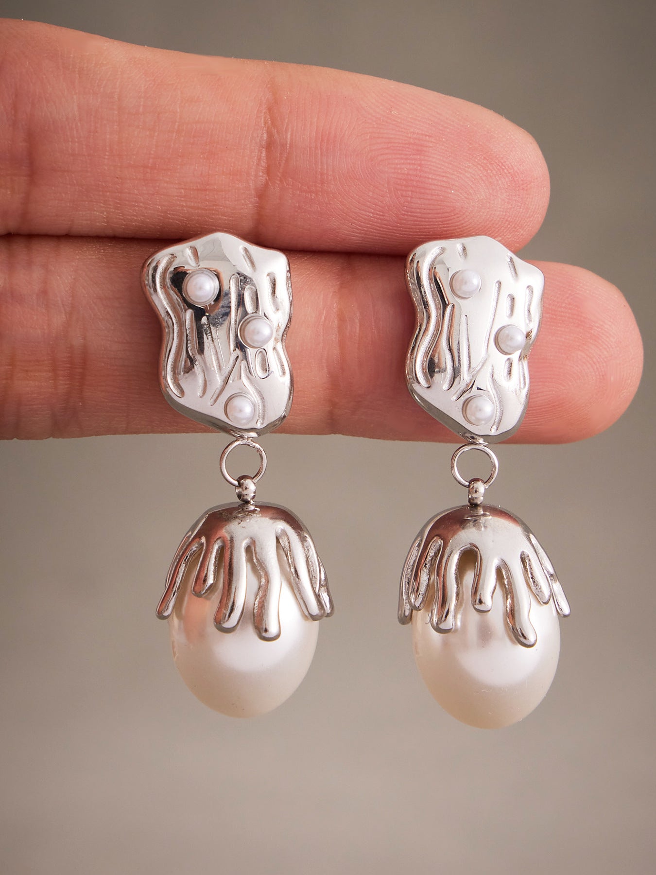 Planderful Baroque Pearl Earrings For Women 18K Gold Plated