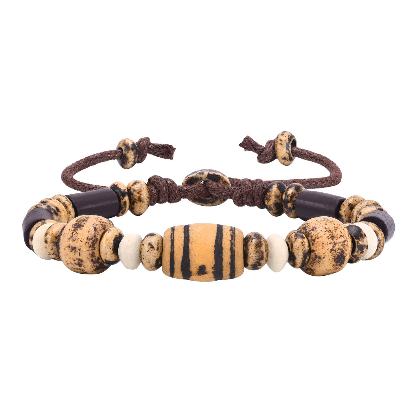 Wooden Accessories Stone Nylon Rope Men's Adjustable Bracelet