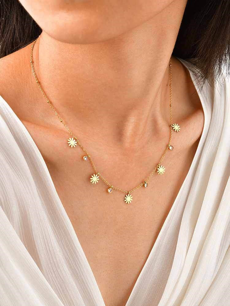 Style Lady Stainless Steel Tetragonal Star Cross Butterfly Heart Zircon Necklace
