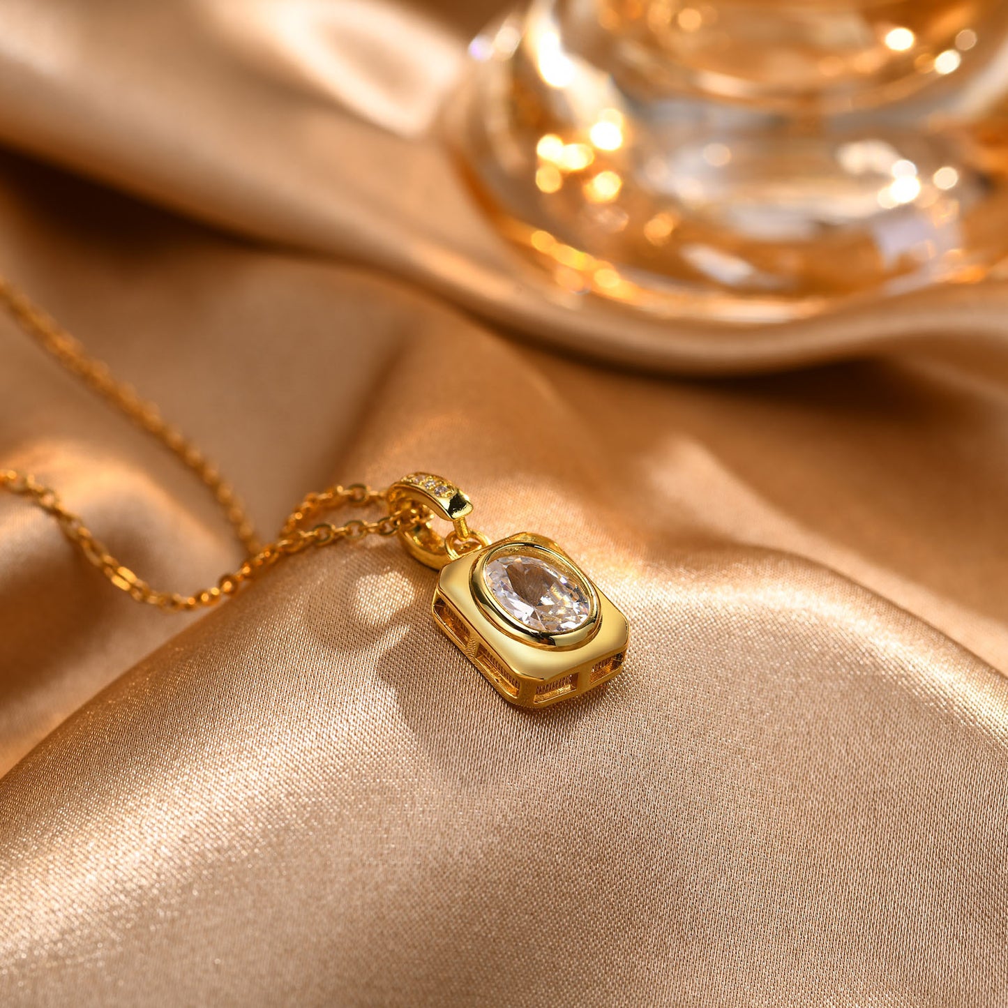 European And American Jewelry Blue White Zircon Necklace