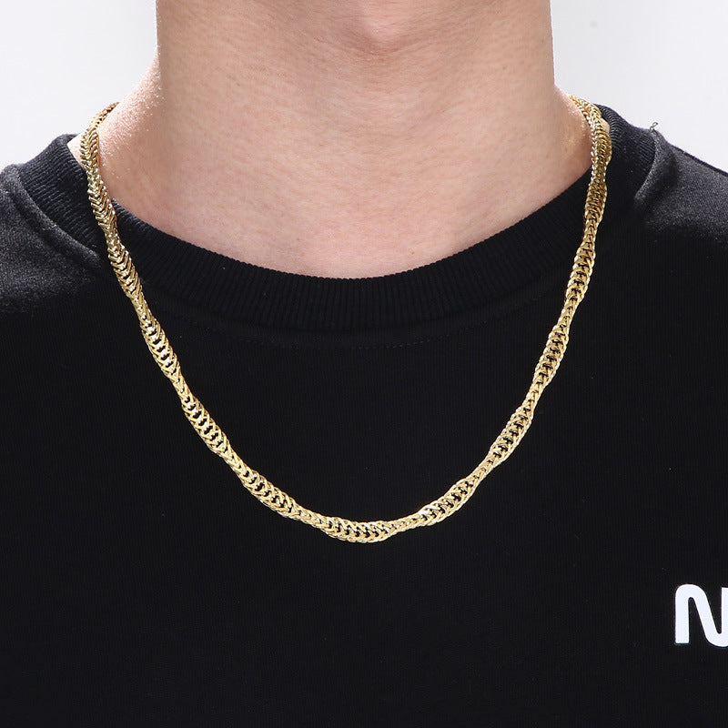 Niche Design Creative Snake Bone Chain, Irregular Wavy Men's Titanium Steel Necklace