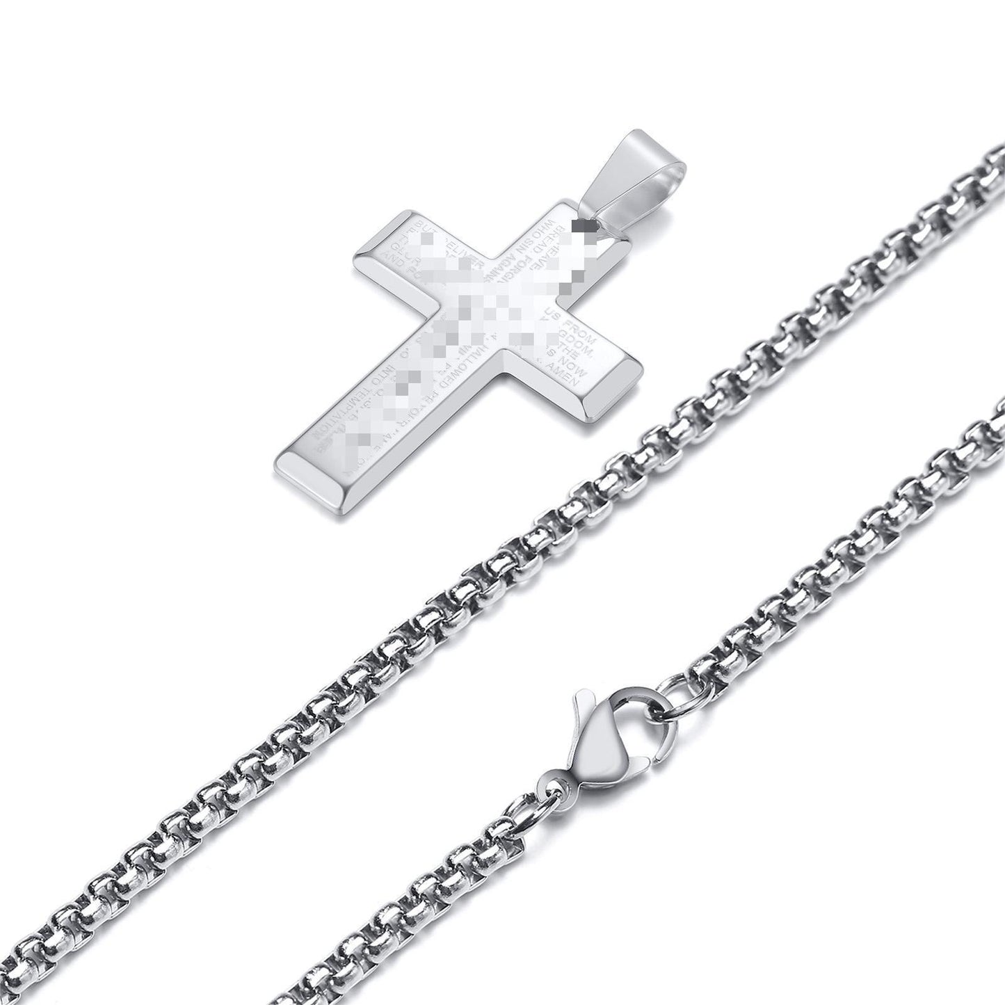 Stainless Steel Cross Pendant Men's Laser Accessories Necklace