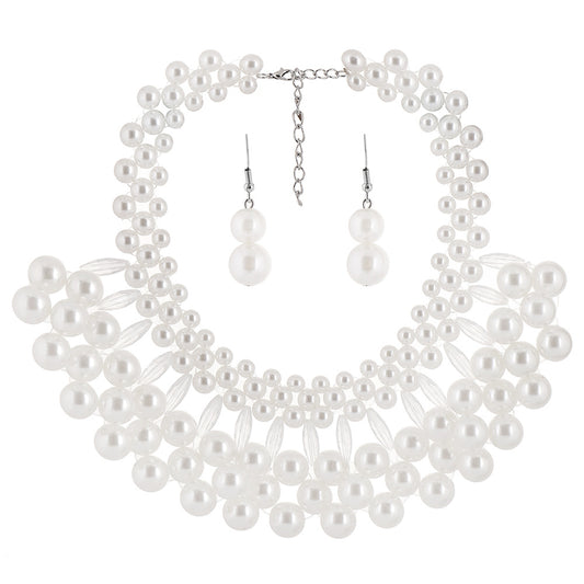 Pearl and Shawl Multi-Layer Necklace Set - Savanna Rhythms Collection