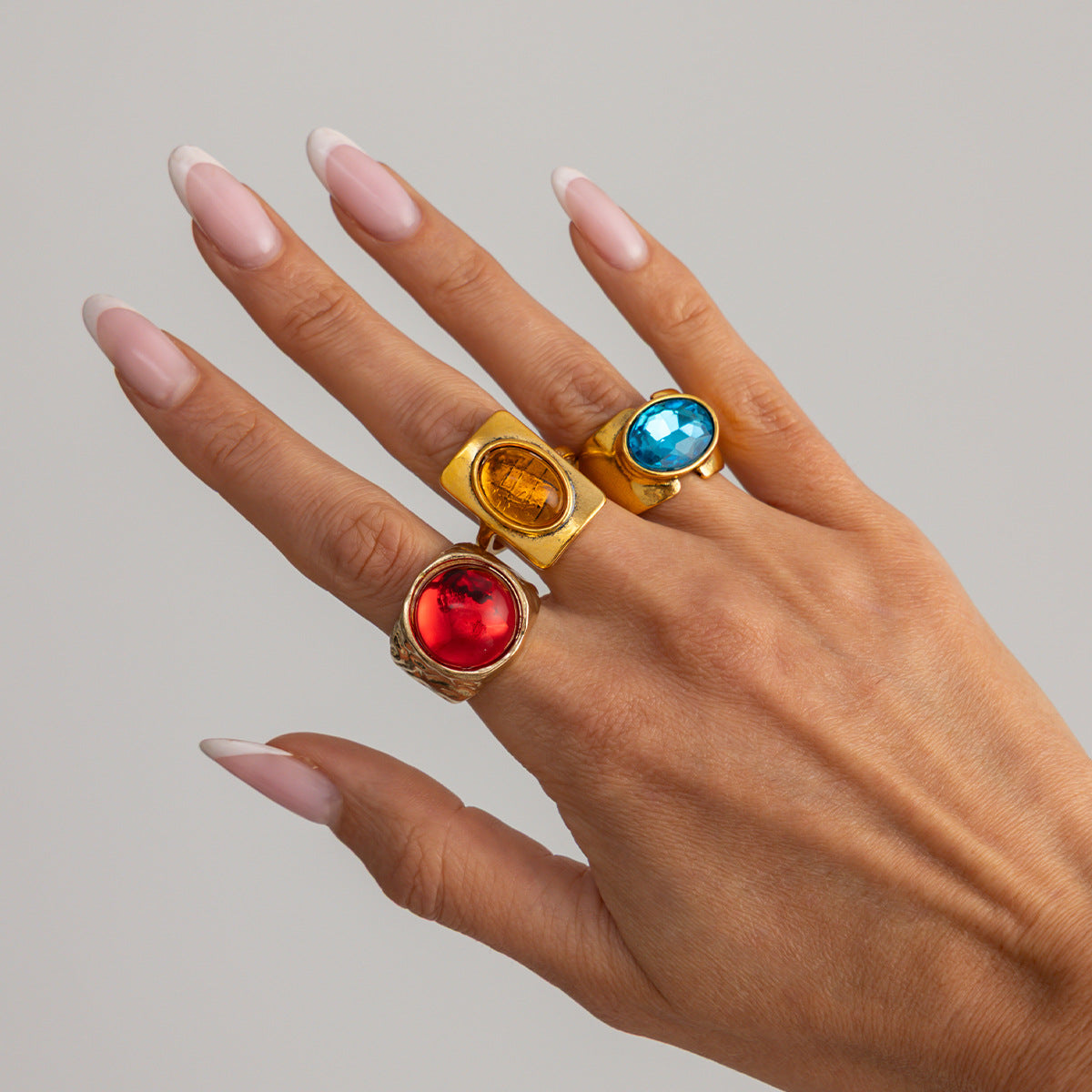 Planderful Vienna Verve Personalized Geometric Ring With Opening Colorful Faceted Zircon For Fashion Forward Women