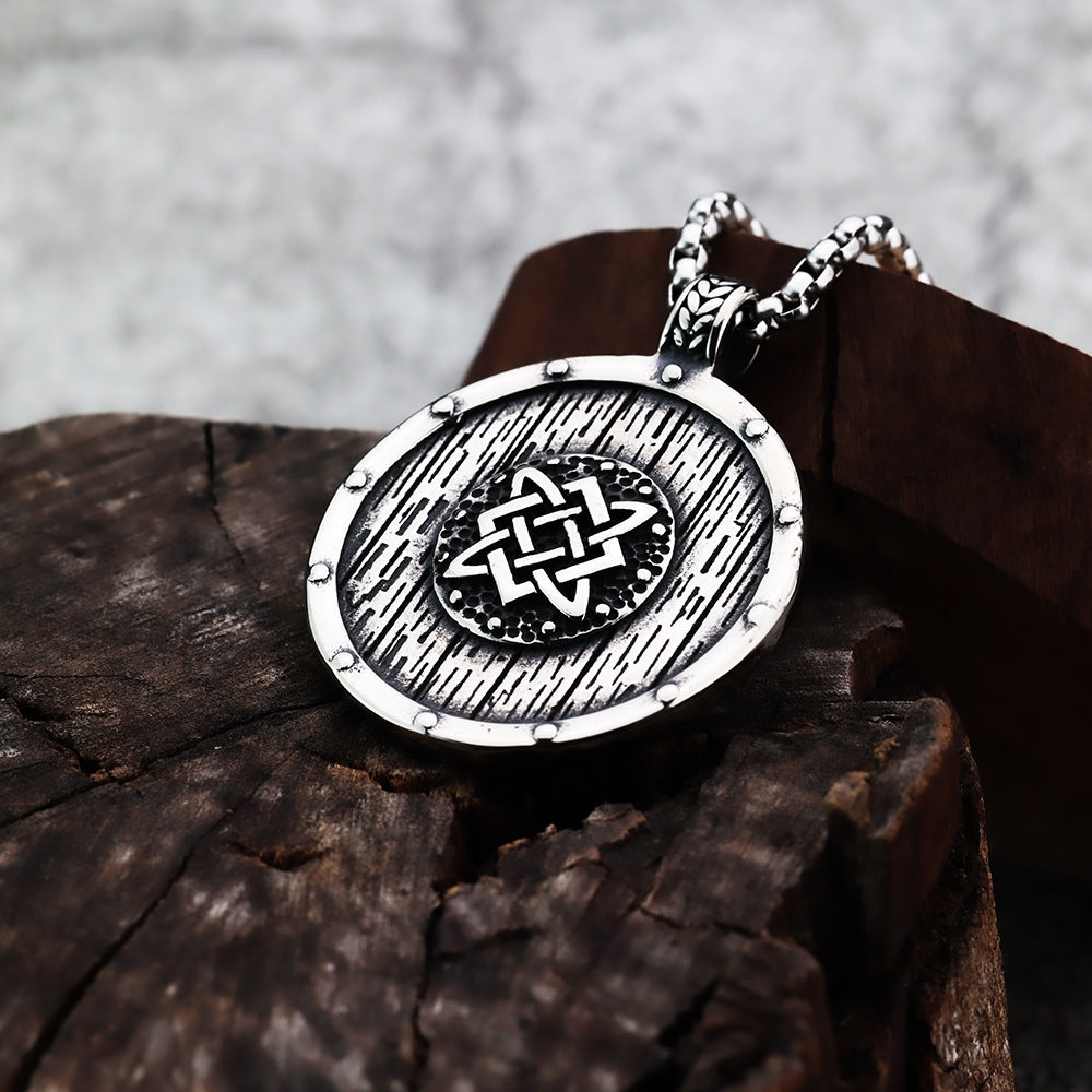 Nordic Viking Pendant Personality Shield Rune Necklace for Men