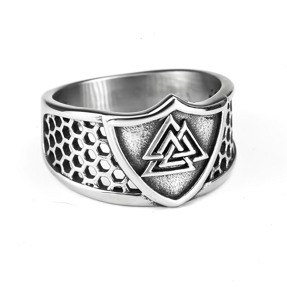 European And American Jewelry Wholesale Men's Titanium Steel Ring Viking Triangle Logo Personalized Ring No Rust No Allergy