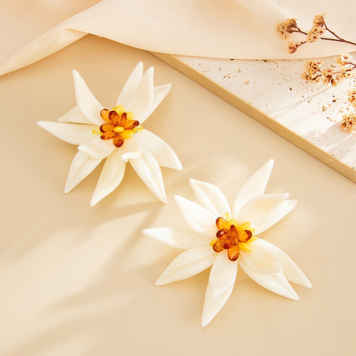 Planderful Vienna Verve Flower Earrings Exaggerated Three Dimensional Large Petal Statement Jewelry for Women