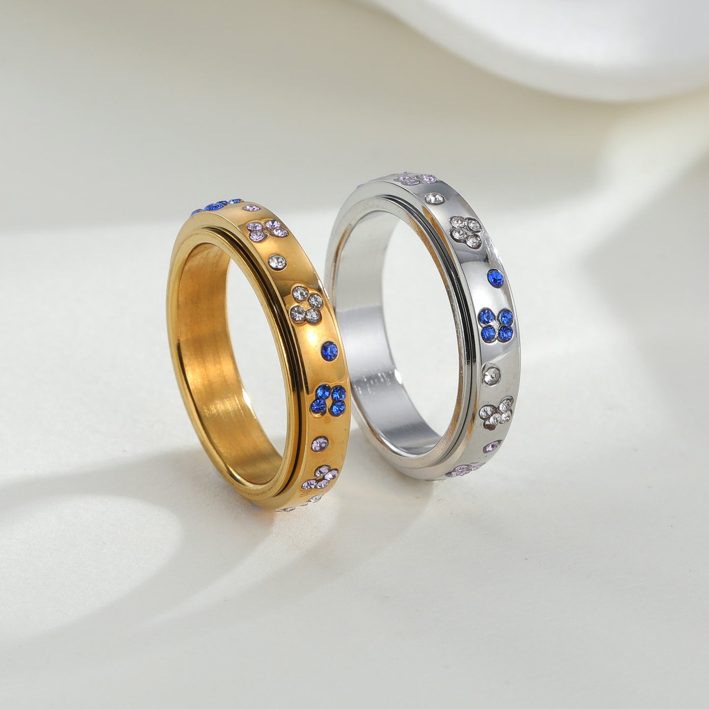 Planderful Rotatable Titanium Zircon Decompression Ring for Women Unisex Everyday Genie Collection