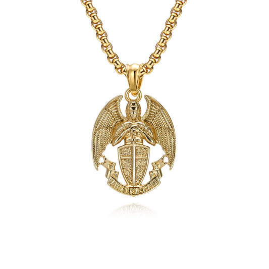 Planderful Stainless Steel St Michael Pendant Necklace For Men Timeless Modern Jewelry For Him