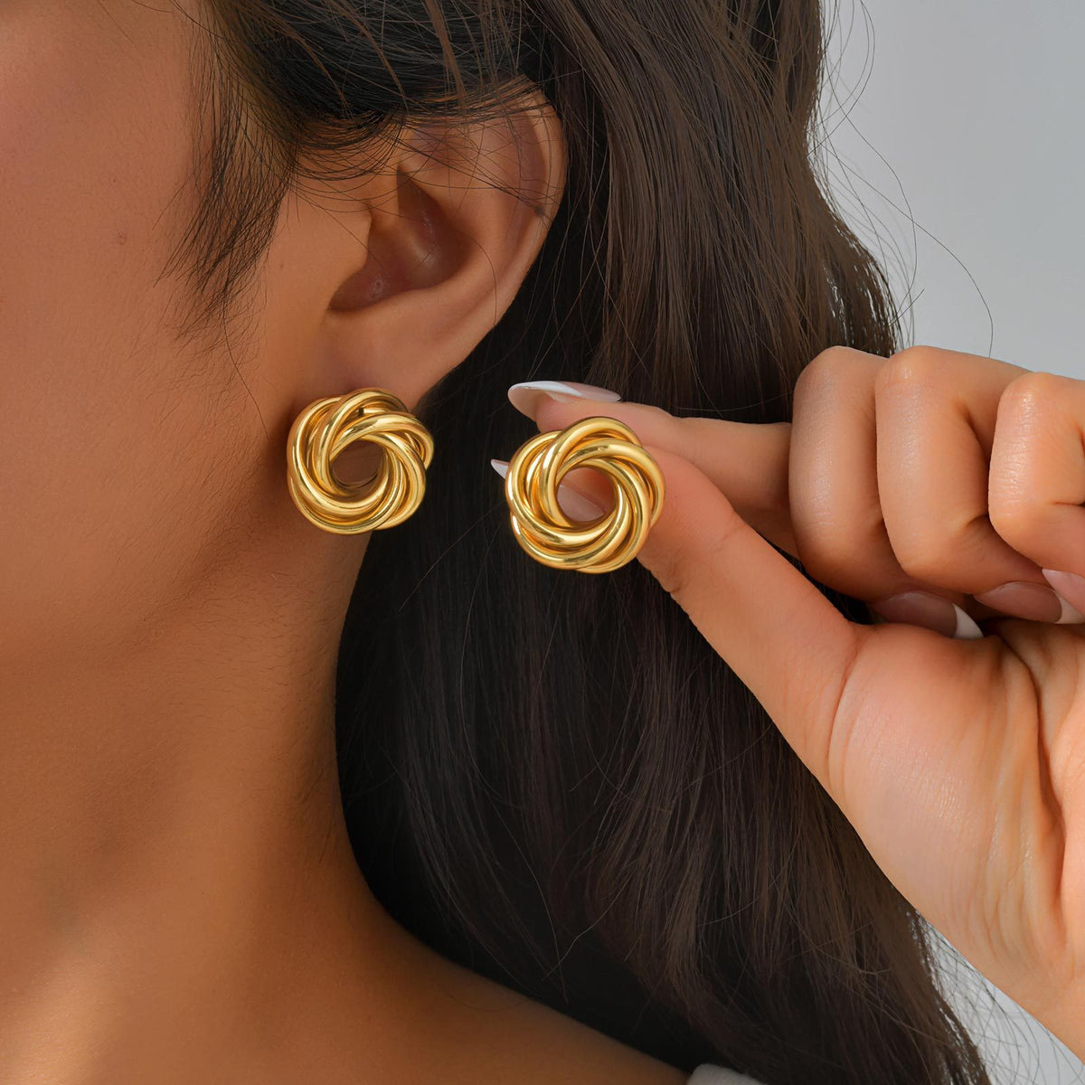 Gold-Tone Circular Knot Stud Earrings