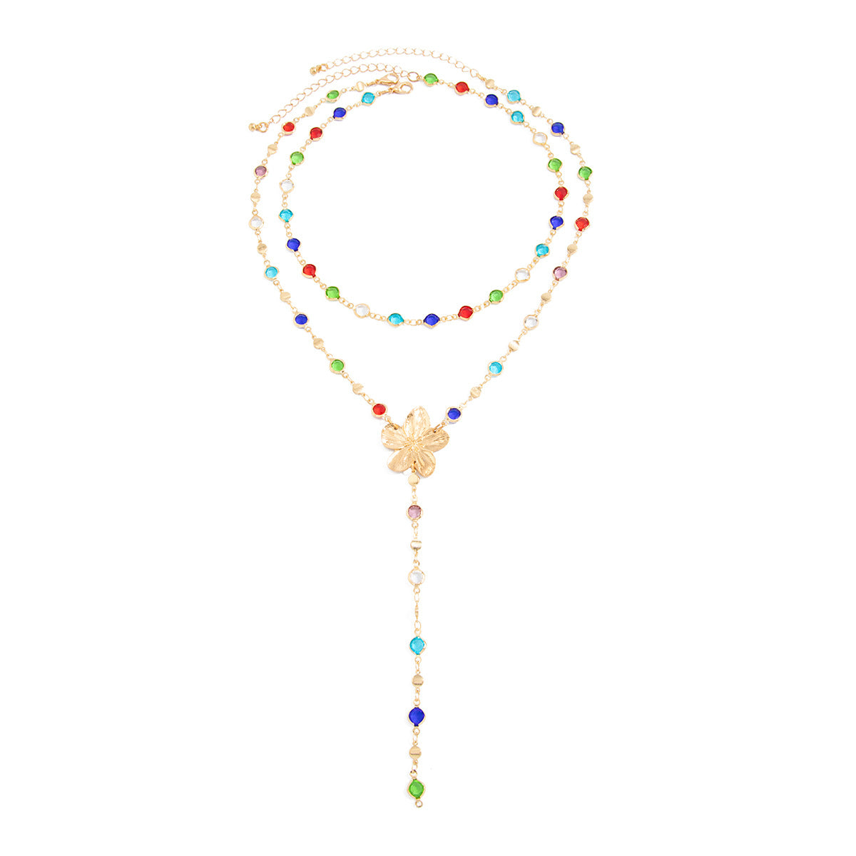 Dopamine Crystal-Style Flower Y-Necklace