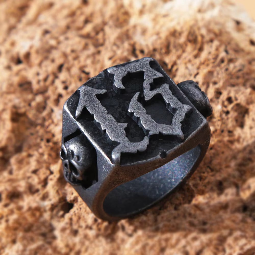 Vintage Number Stainless Steel Men's Ring