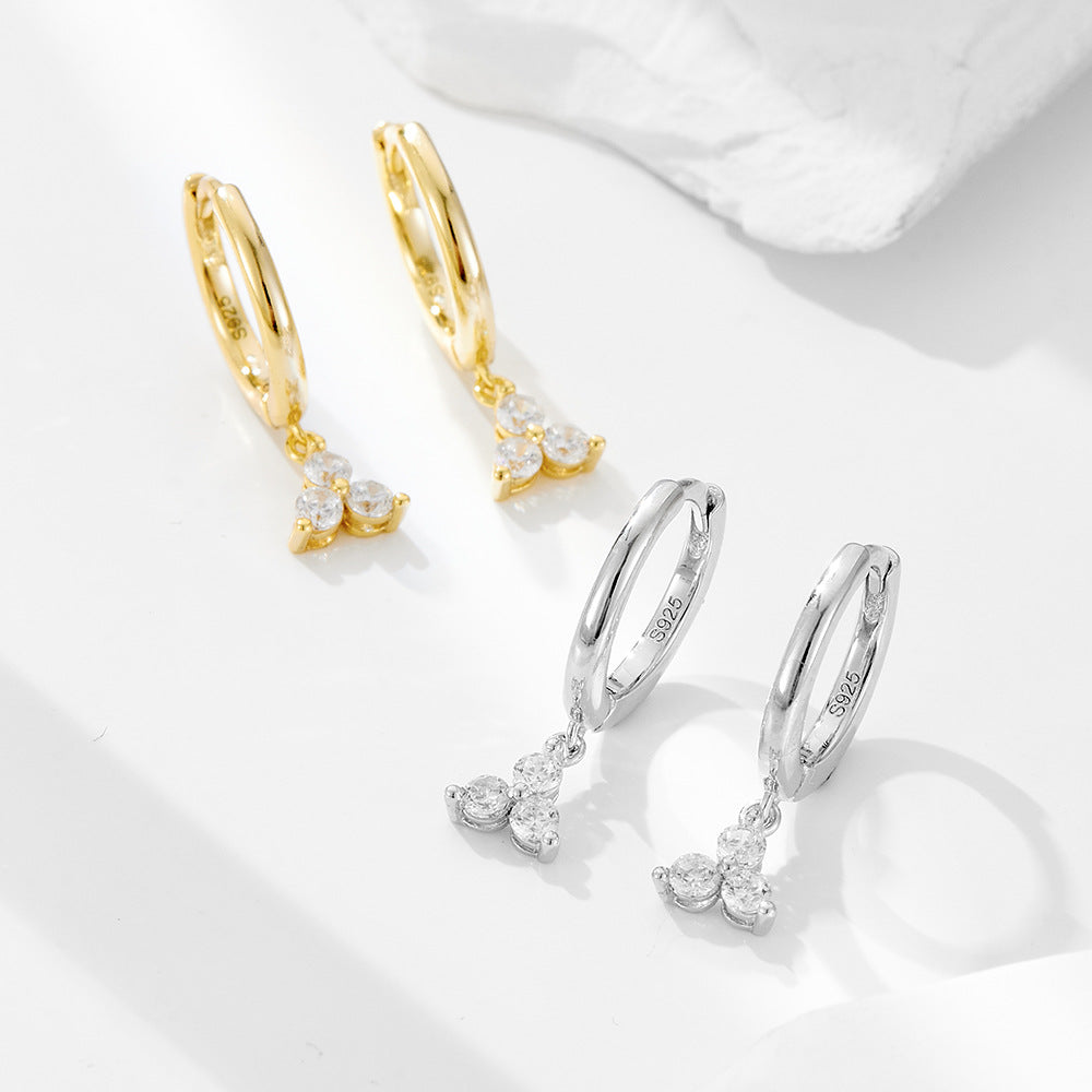 S925 Sterling Silver INS Wind Zircon Geometric Earrings