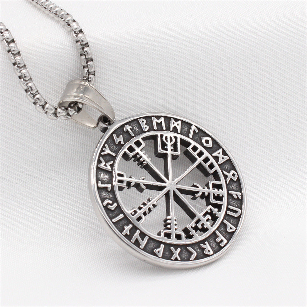 Nordic Viking Runavin Odin Compass Pendant for Men - Hot Sale!