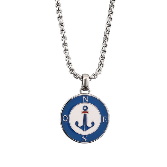 Source Titanium Steel Necklace Niche Sailing Anchor Xinghai Compass Men's Pendant