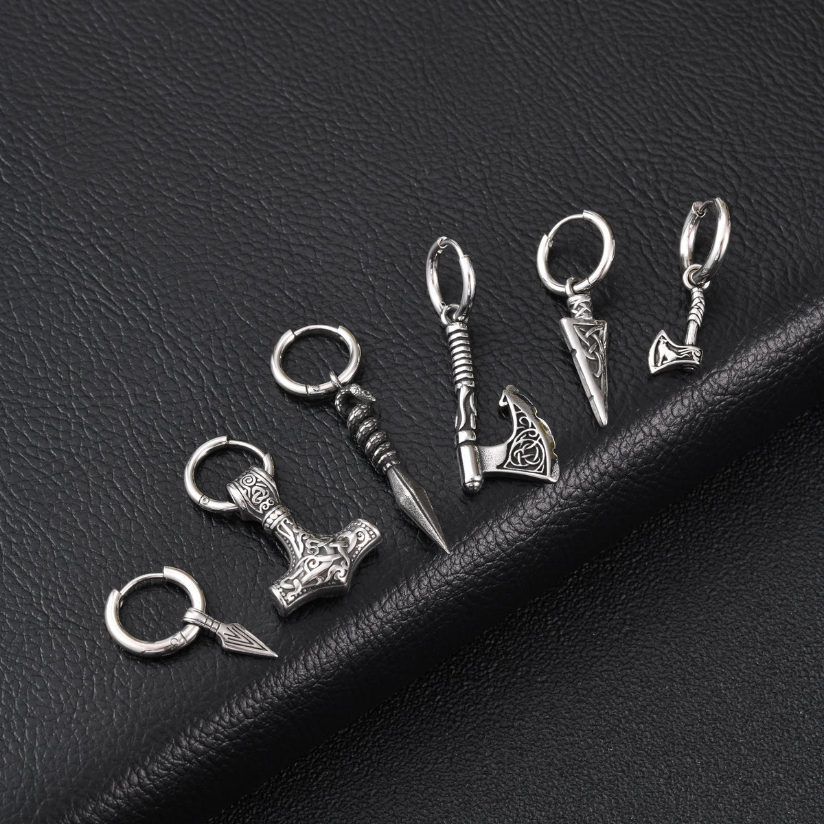 Antiqued Silver Symbol Hoop Earrings — 6 Styles