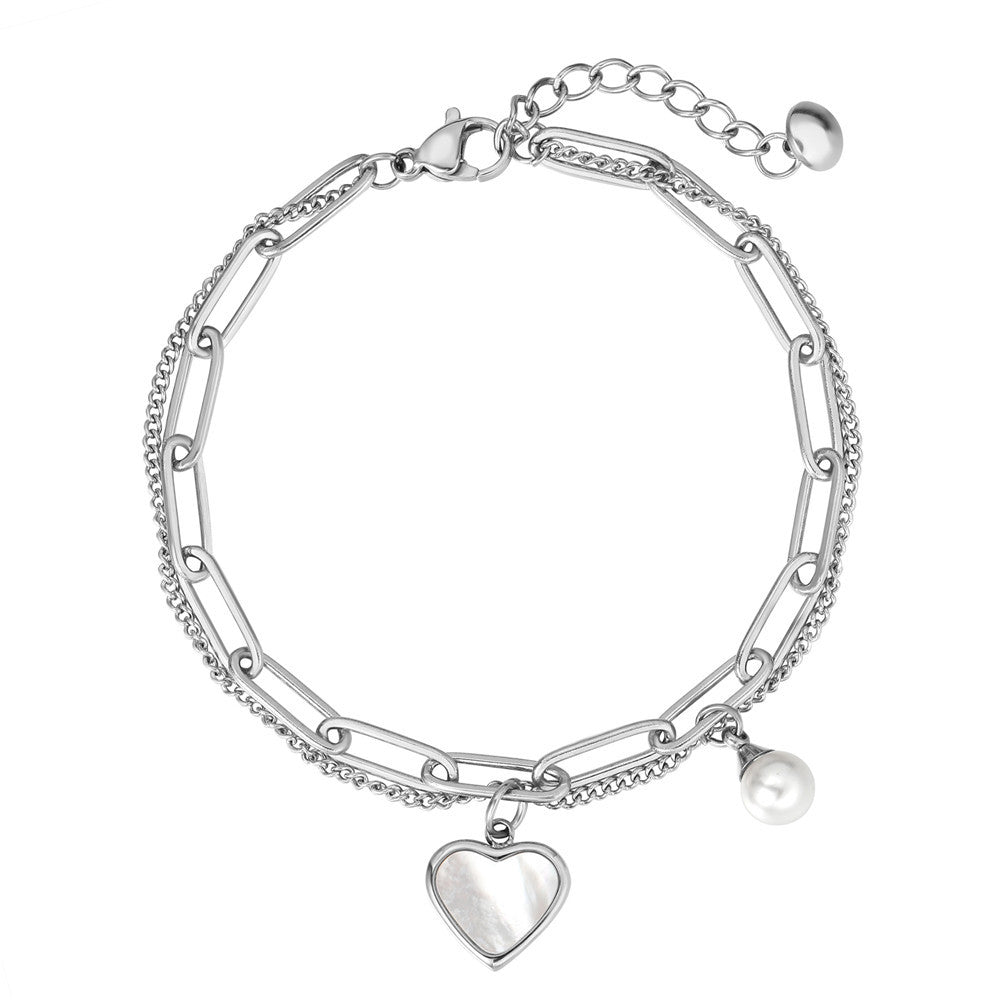 Mother Of Pearl Titanium Steel Bracelet For Women By Planderful Everyday Genie Statement Jewelry