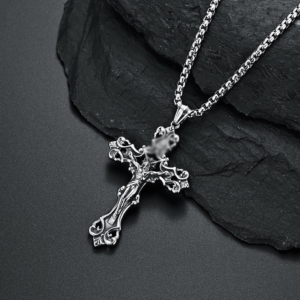European and American Retro Niche Titanium Steel Cross Pendant