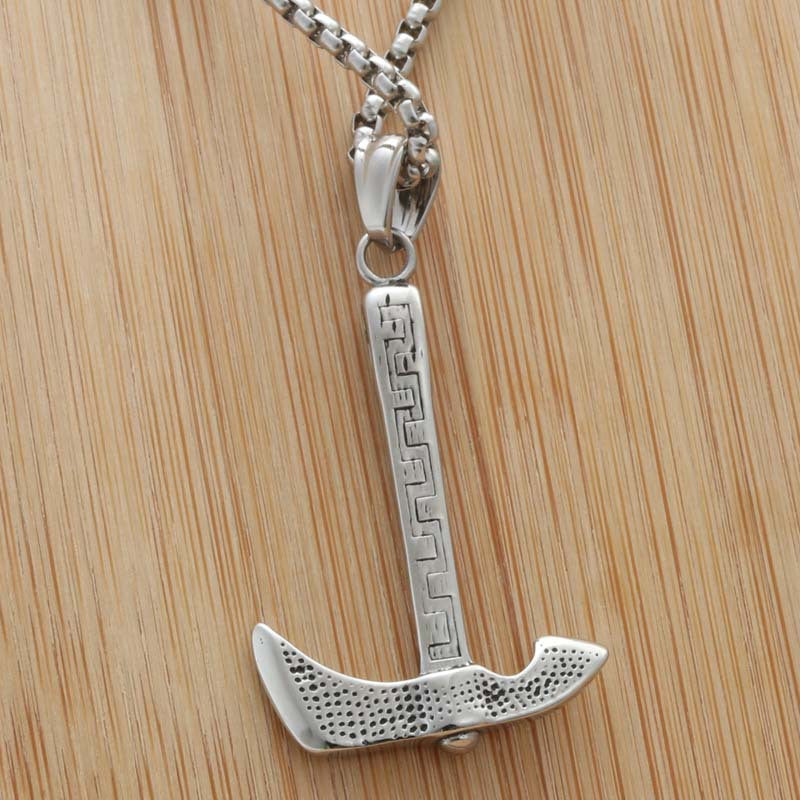 Titanium Steel Punk Axe Pendant Necklace for Men - Retro Trendy Design by Planderful