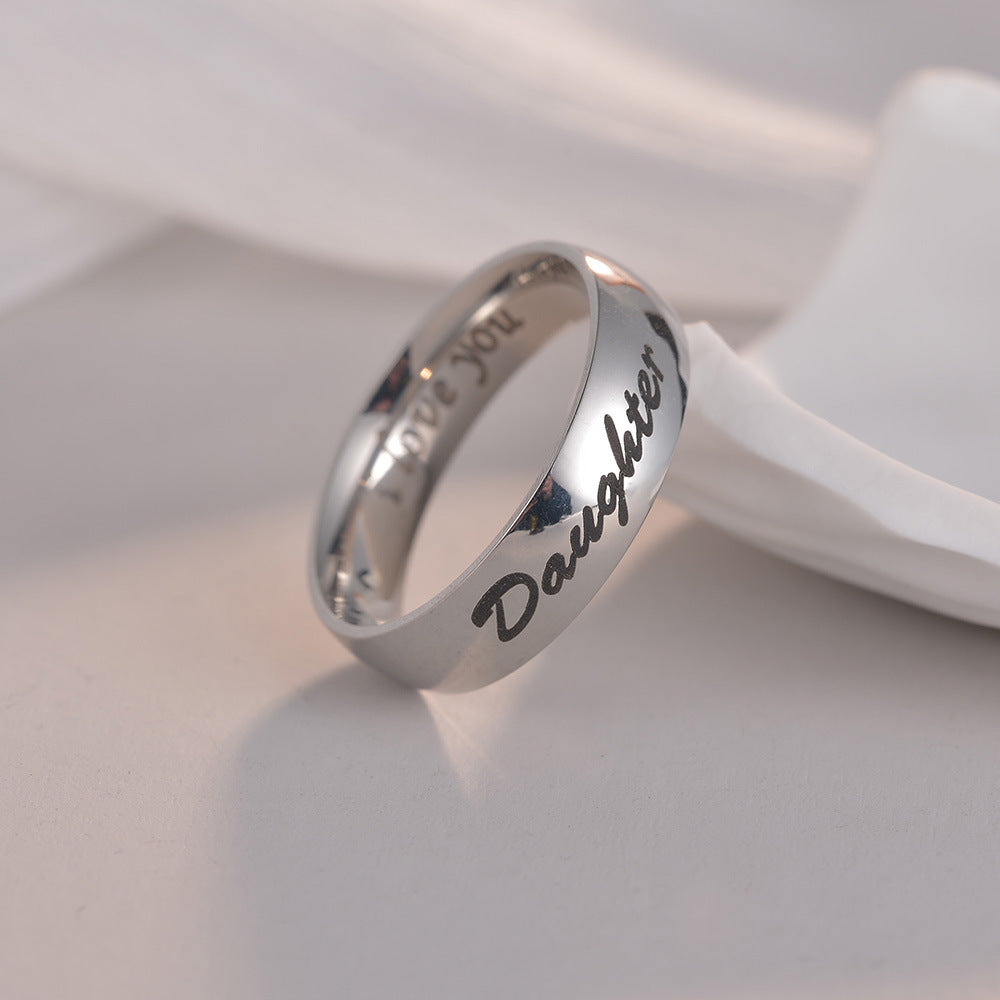 Family Love Steel Ring for Men - Dad Mom I Love You - Size 6-13 - Planderful Collection