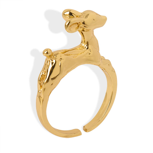 Copper Deer Open Ring - Stylish Medieval-inspired Jewelry for Women