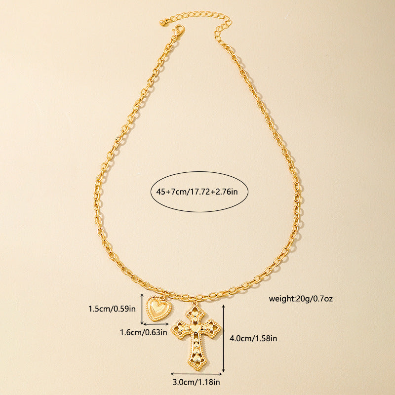 Planderful Vienna Verve Necklace – Retro Metal Cross Love Pendant