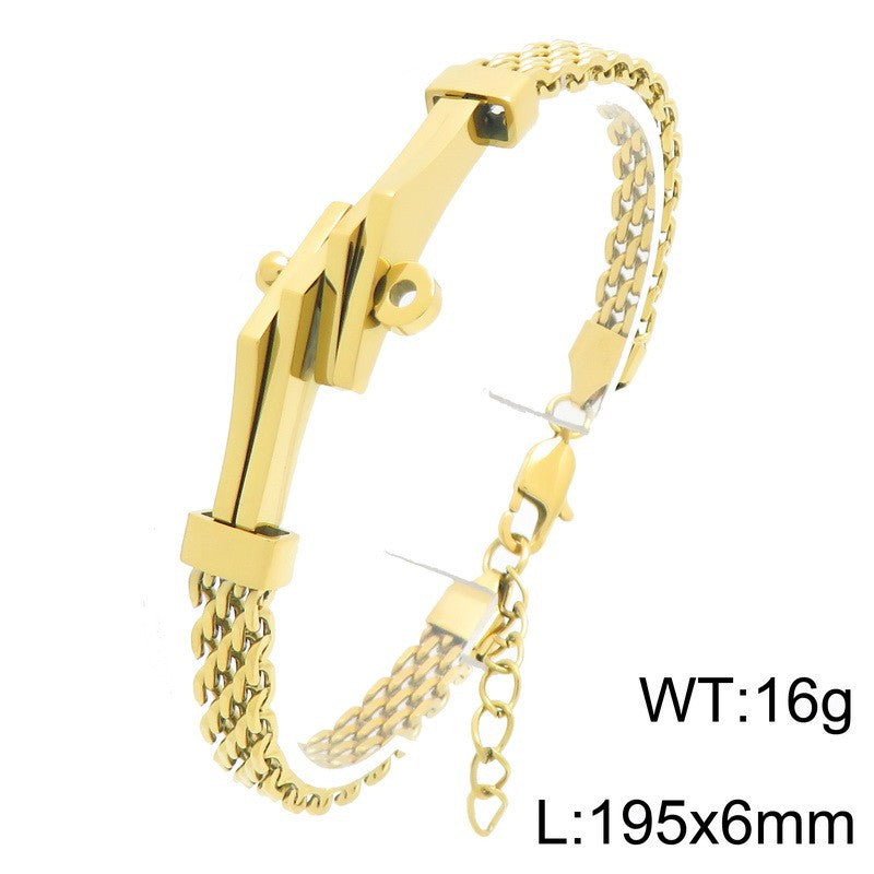 Extension Chain Bracelet Irregular Horseshoe Bent Mesh Cuban Chain Stainless Steel