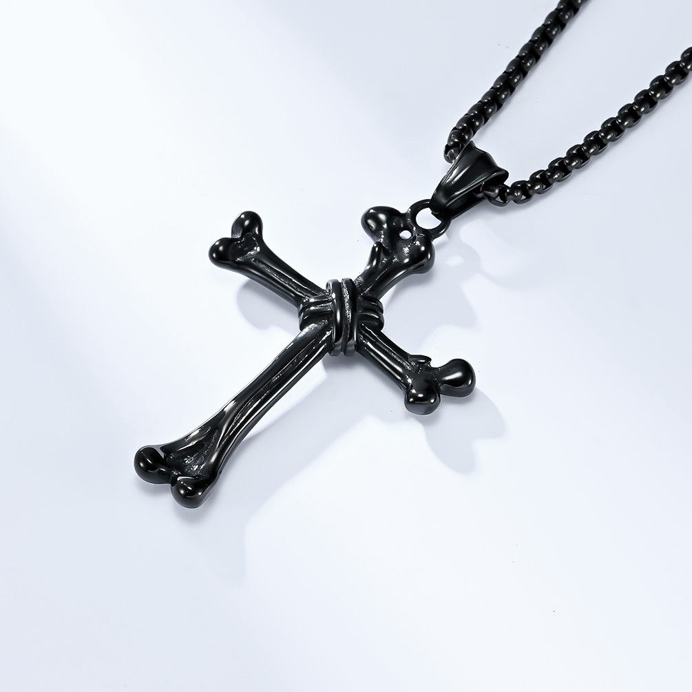 Amazon Titanium Steel Bone Cross Necklace for Men Wholesale