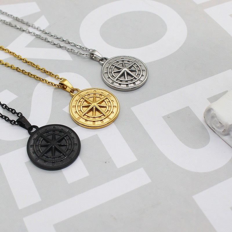 Planderful Personalized Compass Necklace For Women With Retro Steel Collarbone Chain Ideal Gift