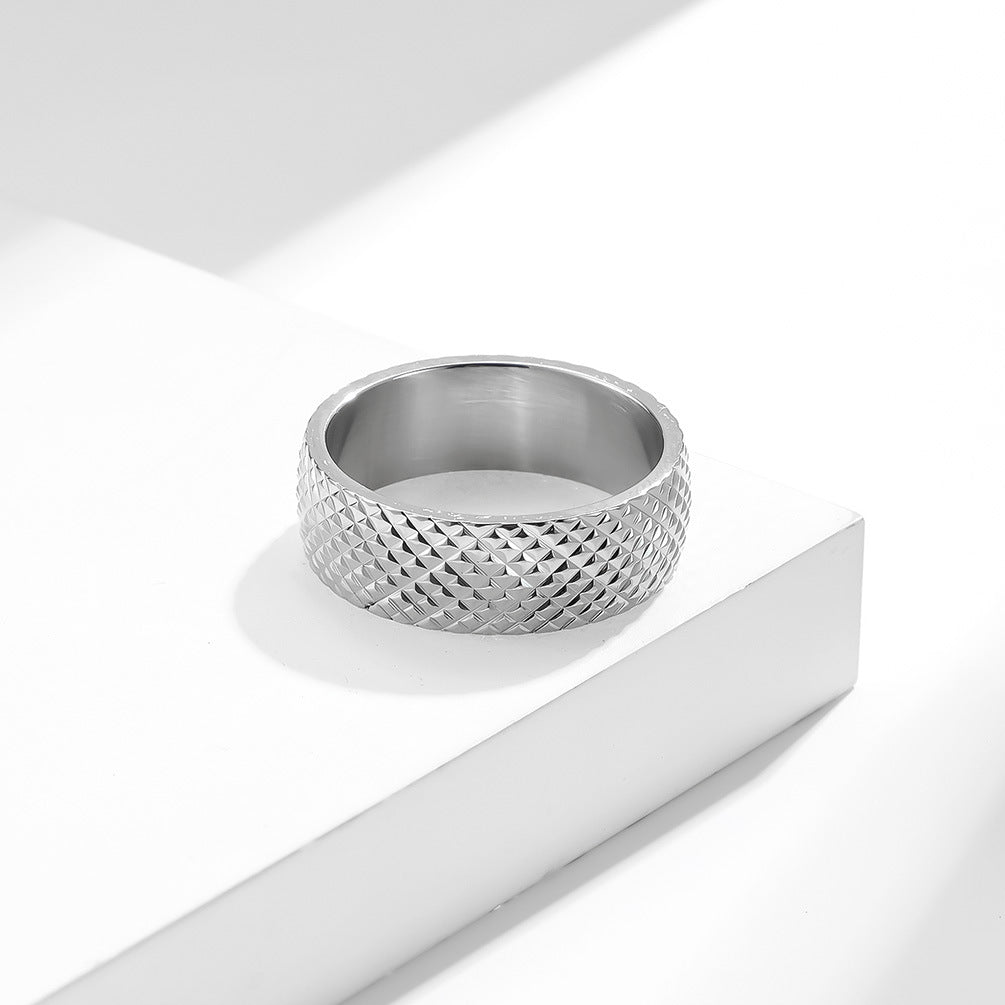 Stainless Steel Rhombus Men's Ring in Titanium Steel