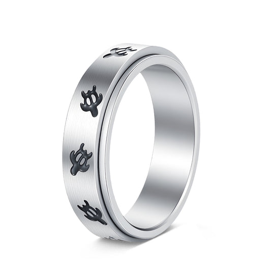 Planderful Turtle Ring Decompression Jewelry Unisex Steel Ring For Men Women Couple Gift
