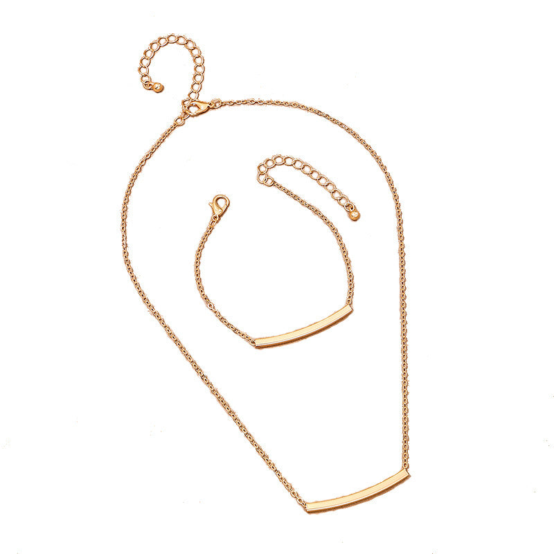 Elegant Metal Summer Jewelry Set with Minimalist One Line Necklace and Bracelet