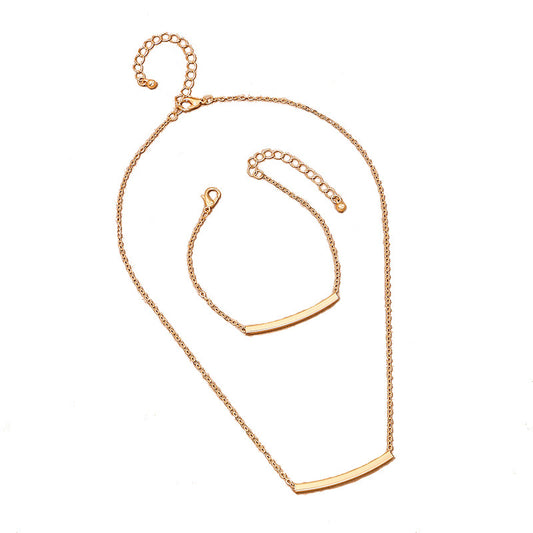 Elegant Metal Summer Jewelry Set with Minimalist One Line Necklace and Bracelet